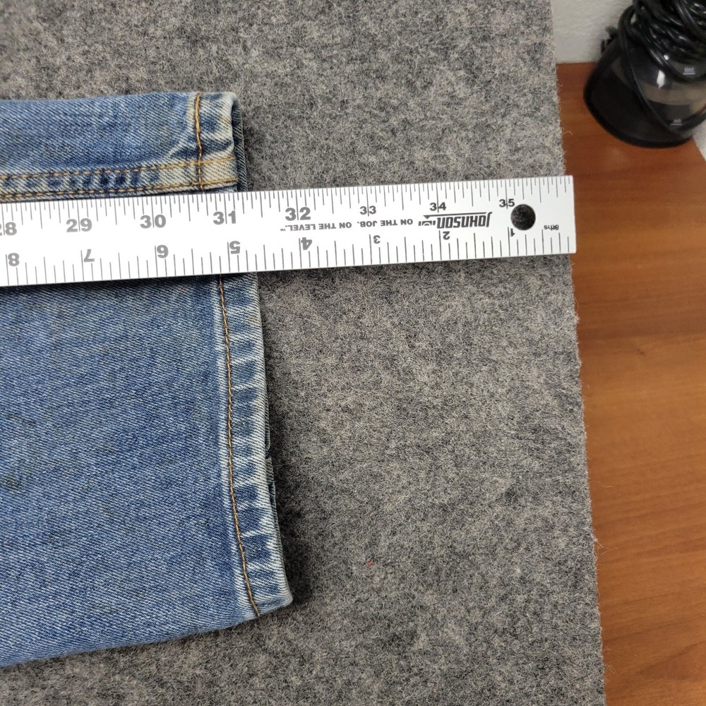 Levis 505 Jeans Mens 36x32 Blue Denim Boho Streetwear Grunge Festival Red Tab - Picture 11 of 14
